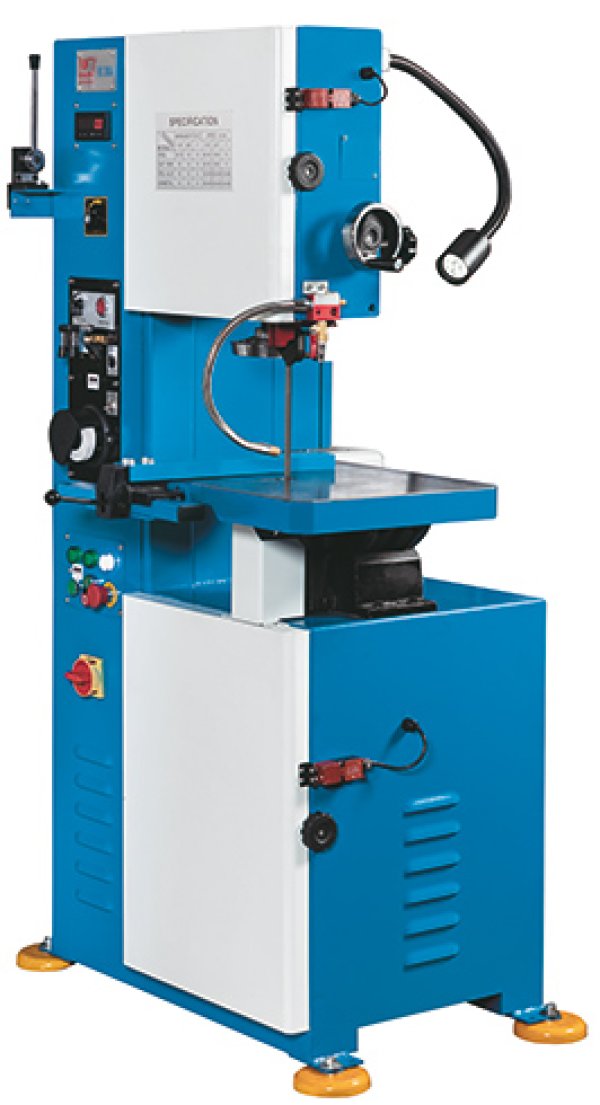 VB 585 A - The solution for contour sawing with a particularly stable saw frame, table that can be swivelled on both sides, minimum quantity cooling and strip welding unit